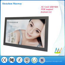 narrow frame 10.1 inch 1280*800 wall mount android tablet POE android version 4.4